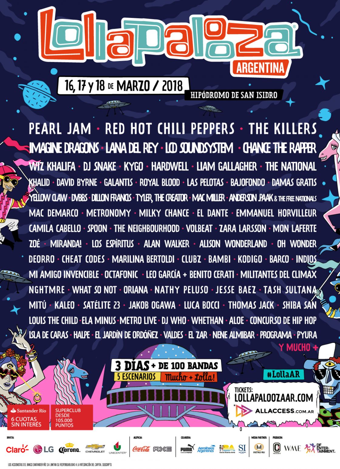 SE CONOCIERON LAS BANDAS QUE ESTARAN EN EL LOLLAPALOOZA 2018